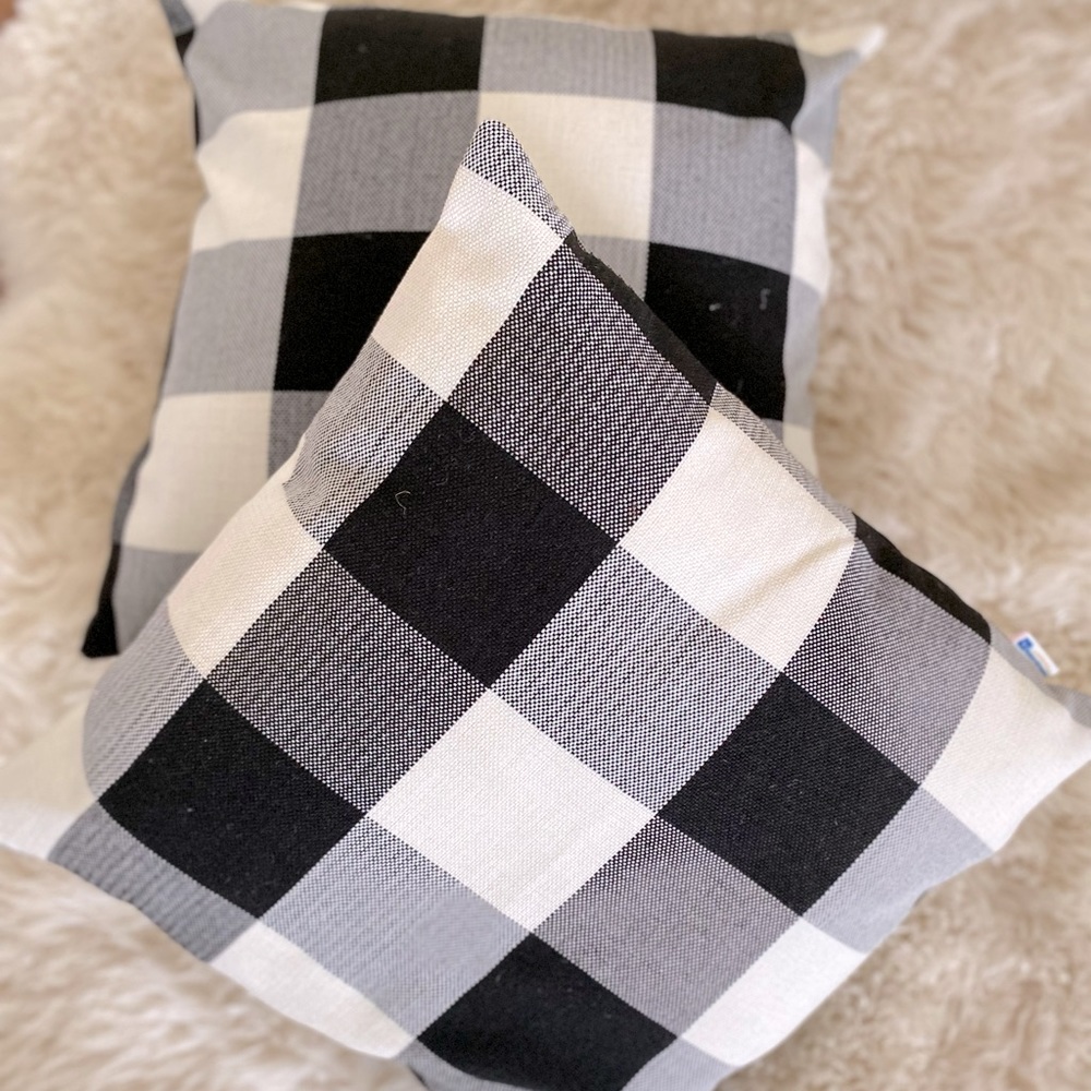 Set of 2 18x18 Buffalo Print Check Pillow Covers